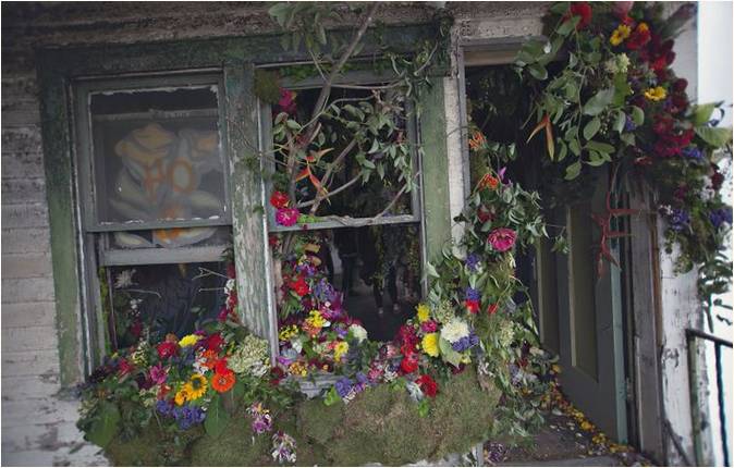 Instalacija" Cvjetna kuća " cvjećarke lize vode